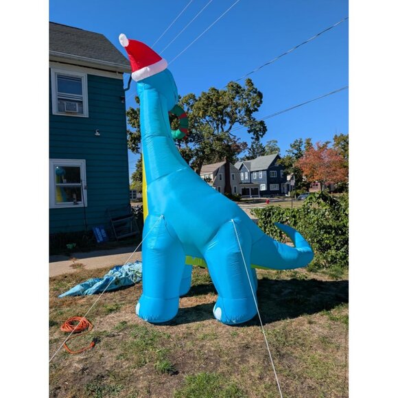 🆕12FT Christmas Inflatable Dinosaur Built-in Bright Light Outdoor Decoration - Picture 2 of 8